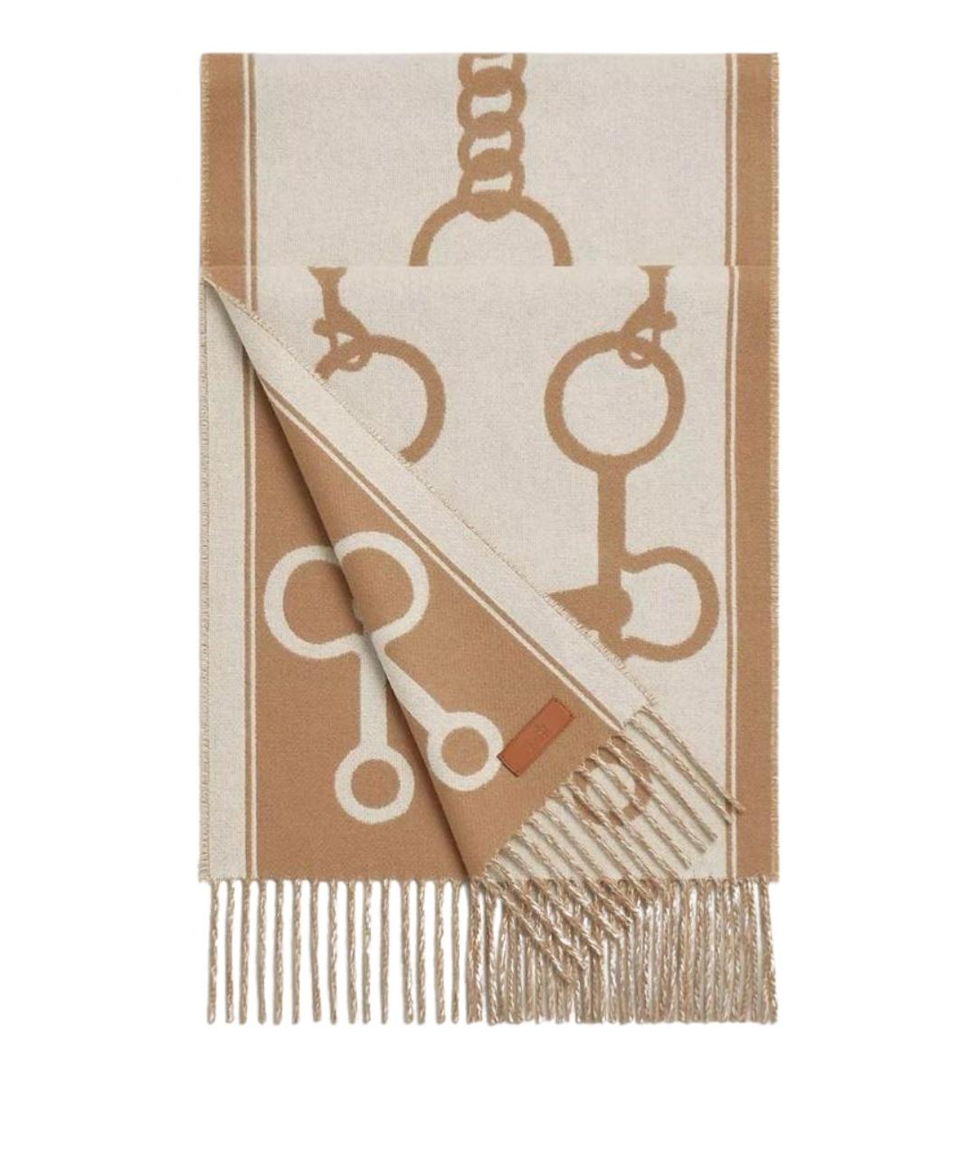 HERMES Бежевый кашемировый шарф, фото 1