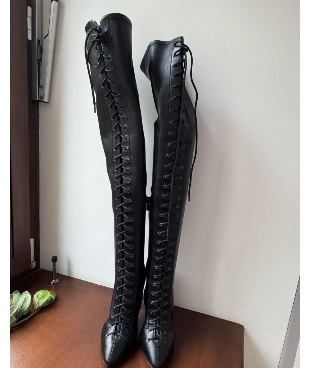 CHRISTIAN LOUBOUTIN Черные кожаные ботфорты, фото 3