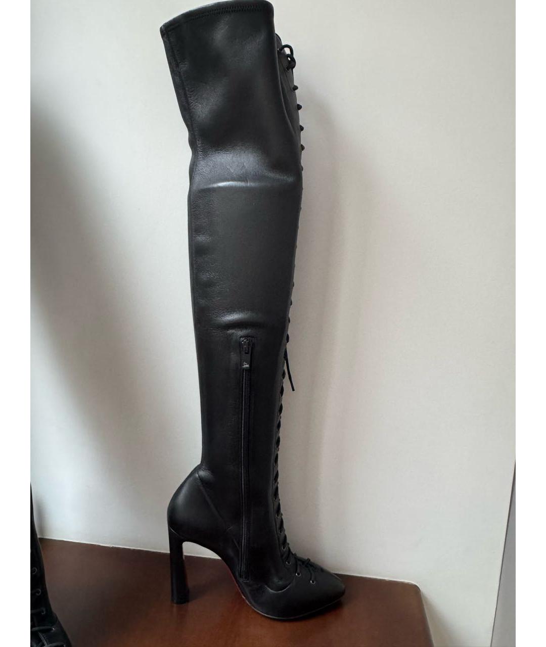 CHRISTIAN LOUBOUTIN Черные кожаные ботфорты, фото 2
