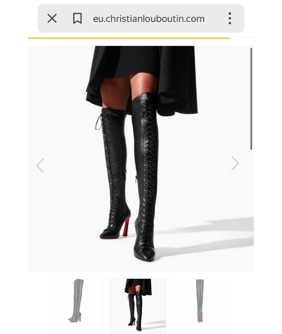 CHRISTIAN LOUBOUTIN Черные кожаные ботфорты, фото 6