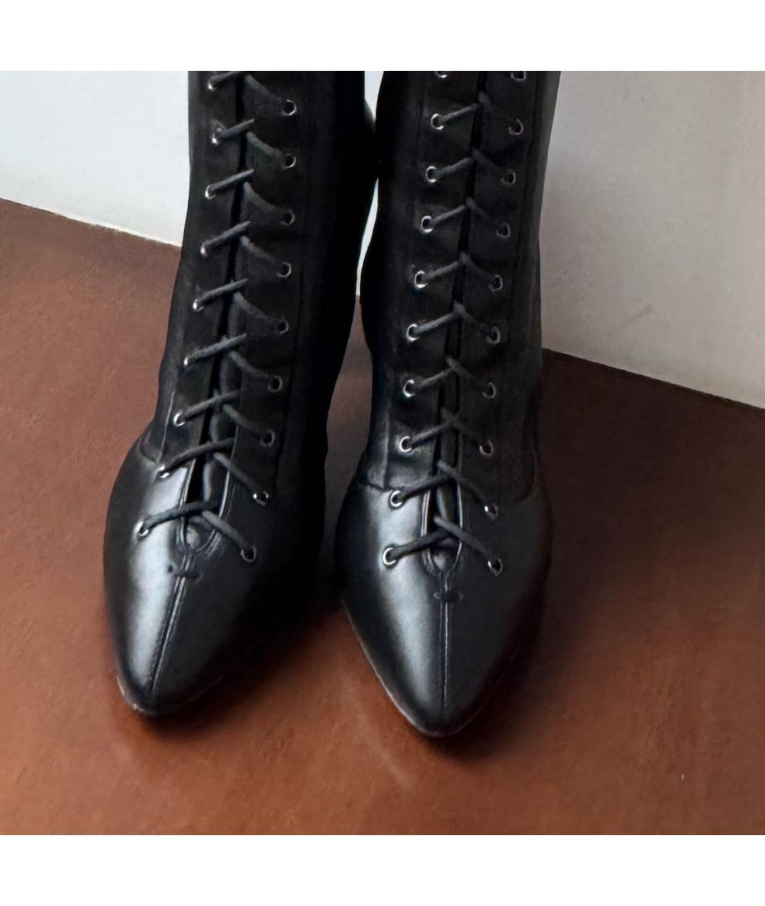 CHRISTIAN LOUBOUTIN Черные кожаные ботфорты, фото 4