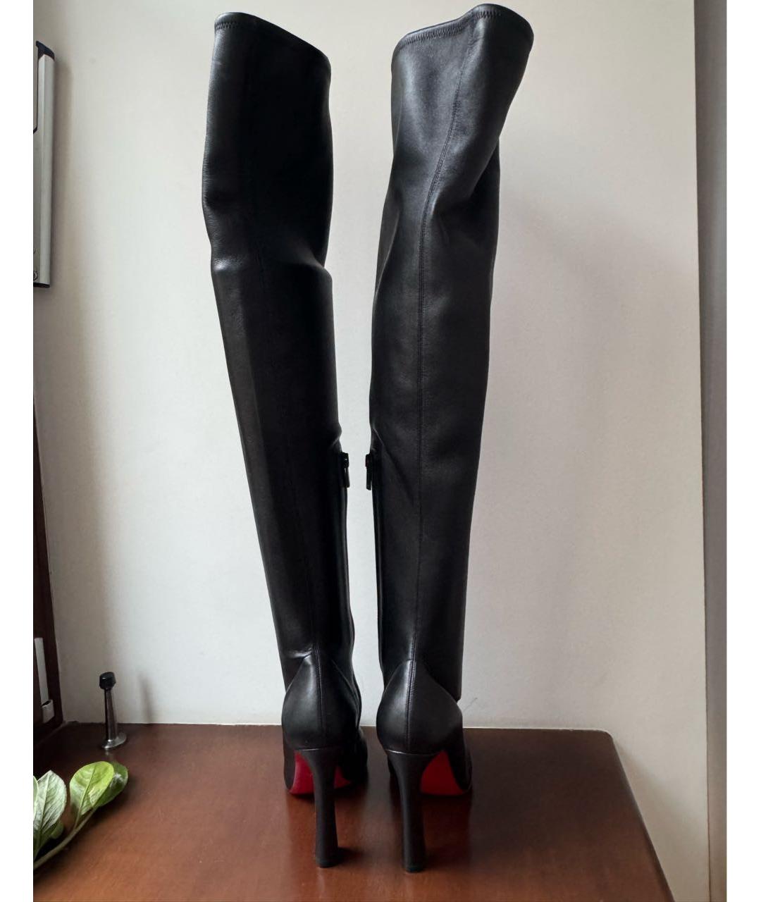 CHRISTIAN LOUBOUTIN Черные кожаные ботфорты, фото 5