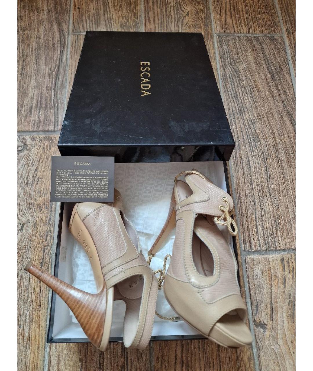 ESCADA Бежевые кожаные босоножки, фото 3