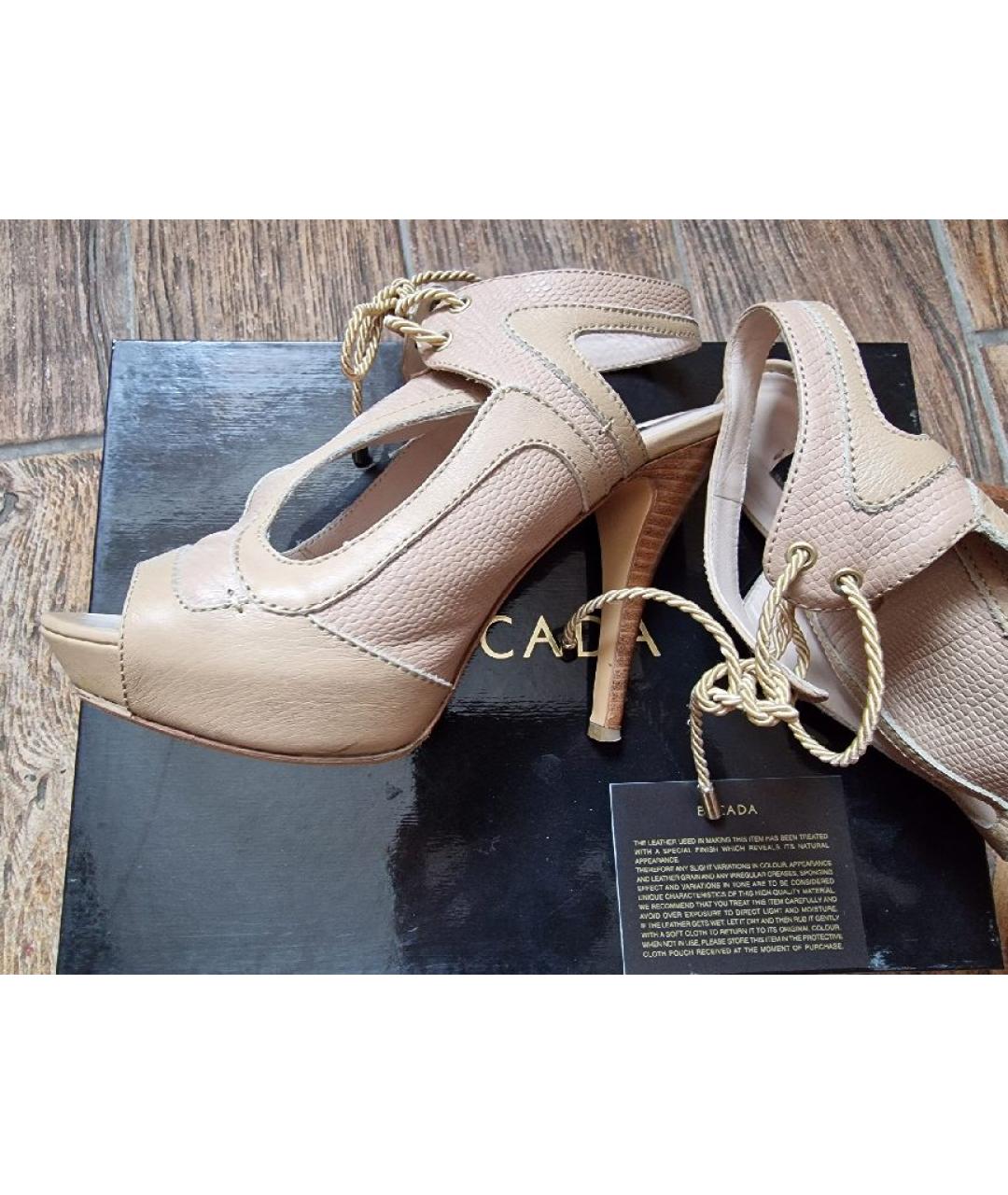 ESCADA Бежевые кожаные босоножки, фото 9