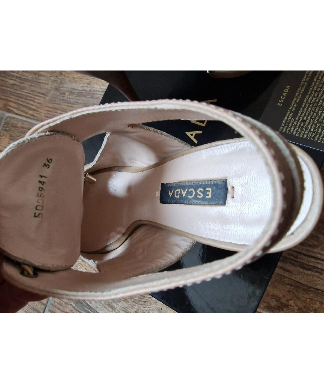 ESCADA Бежевые кожаные босоножки, фото 6