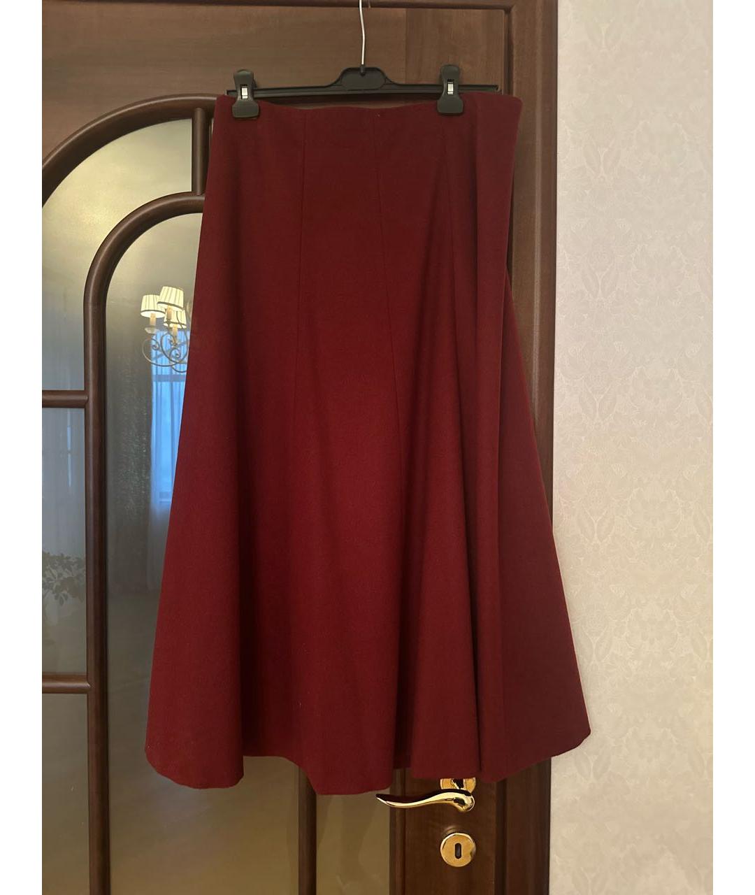 MAX MARA Бордовая шерстяная юбка макси, фото 5