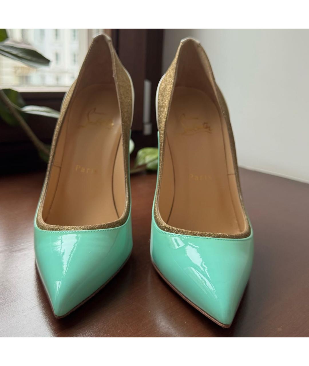 CHRISTIAN LOUBOUTIN Бирюзовые туфли из лакированной кожи, фото 3