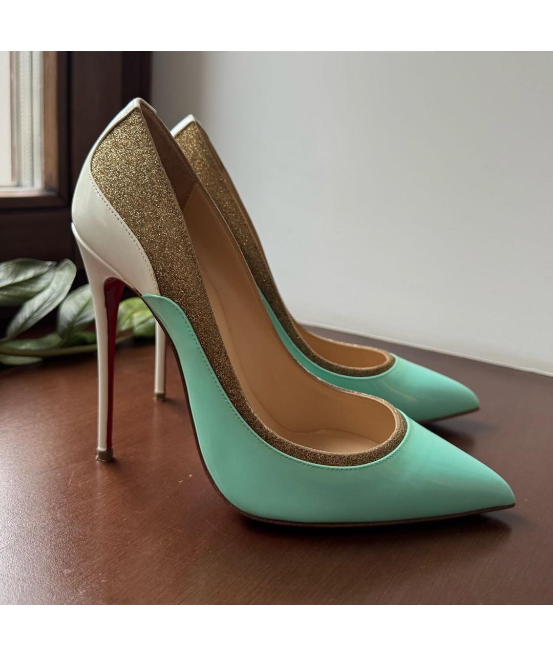 CHRISTIAN LOUBOUTIN Бирюзовые туфли из лакированной кожи, фото 5