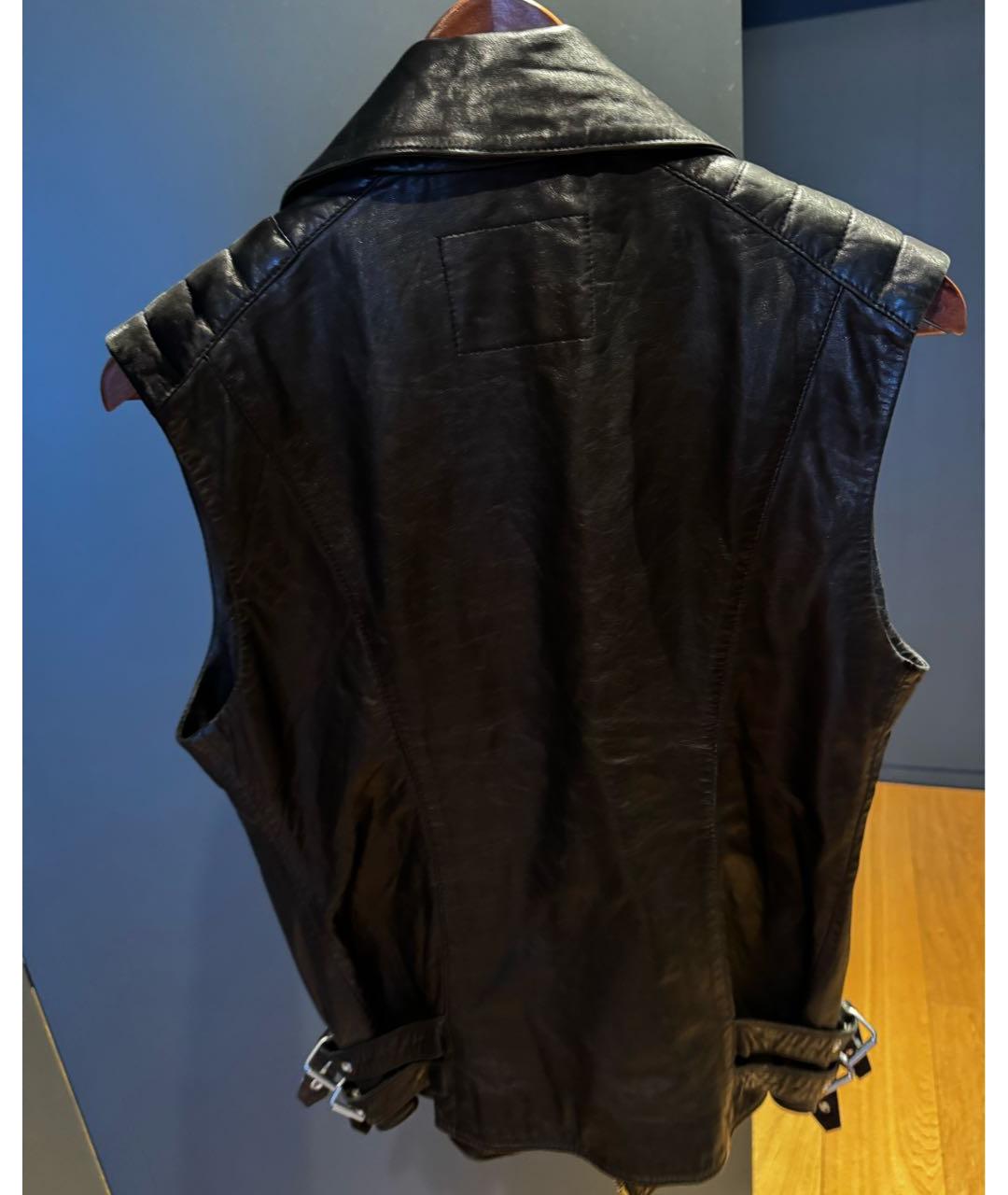 ALEXANDER MCQUEEN Черный кожаный жилет, фото 2