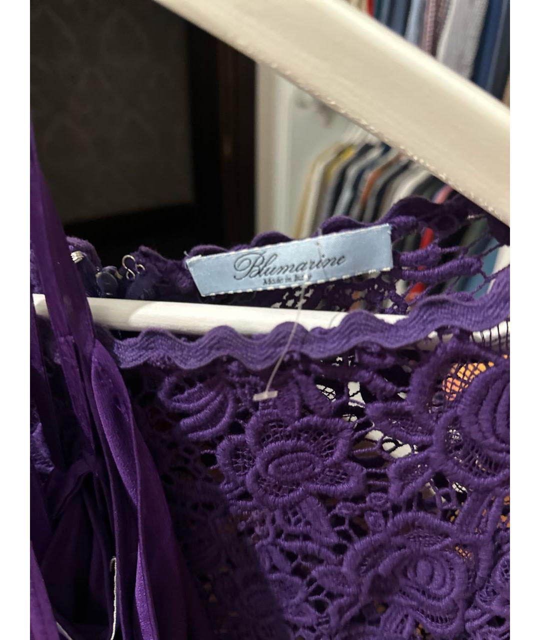 BLUMARINE Фиолетовое хлопко-эластановое коктейльное платье, фото 3