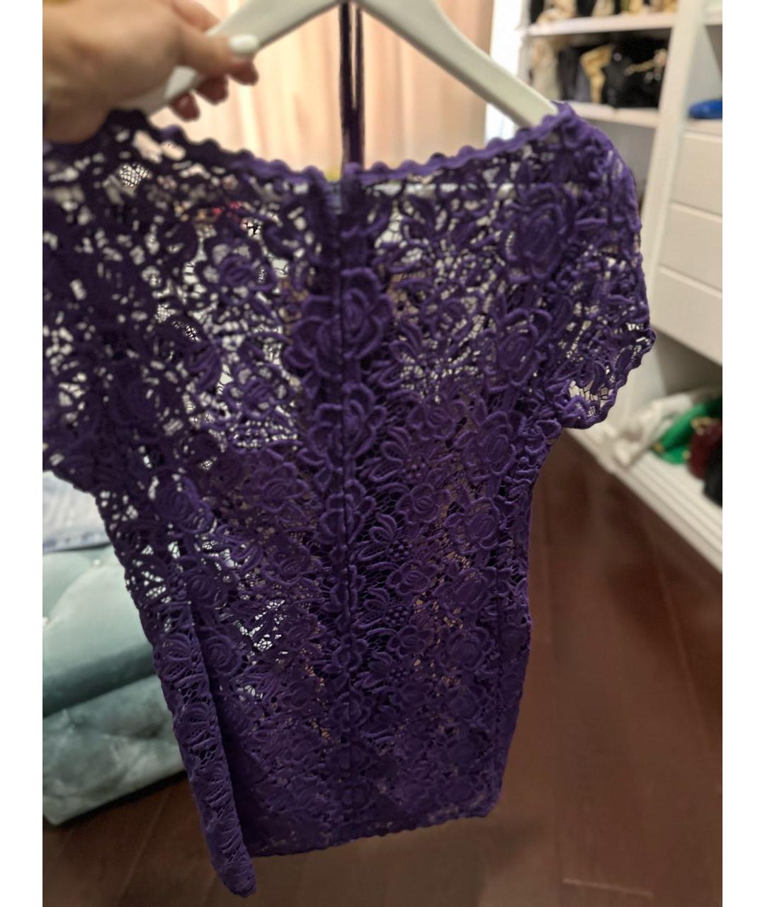 BLUMARINE Фиолетовое хлопко-эластановое коктейльное платье, фото 2