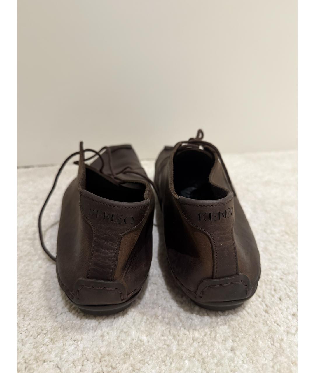 KENZO Коричневые кожаные низкие ботинки, фото 4