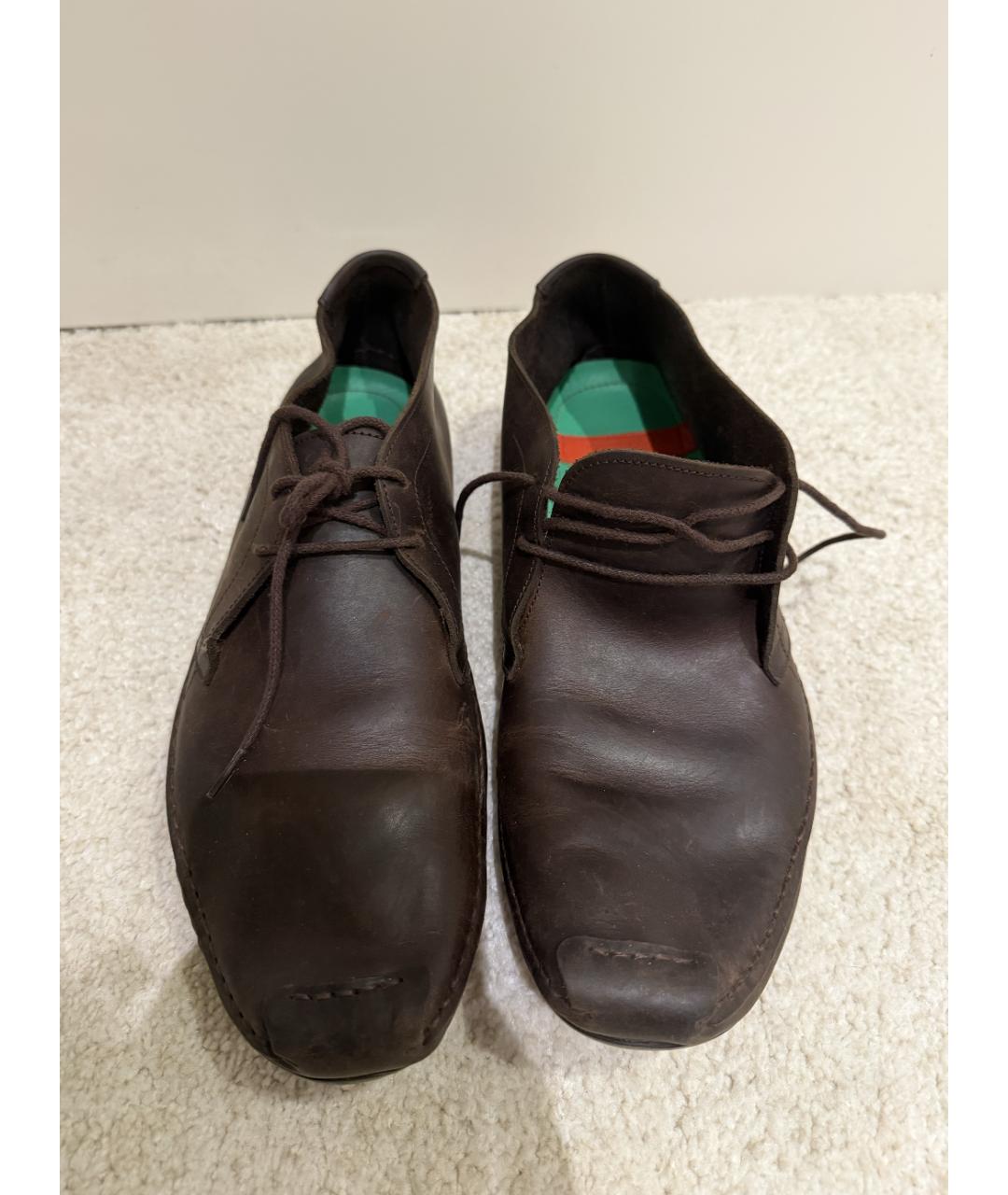 KENZO Коричневые кожаные низкие ботинки, фото 2