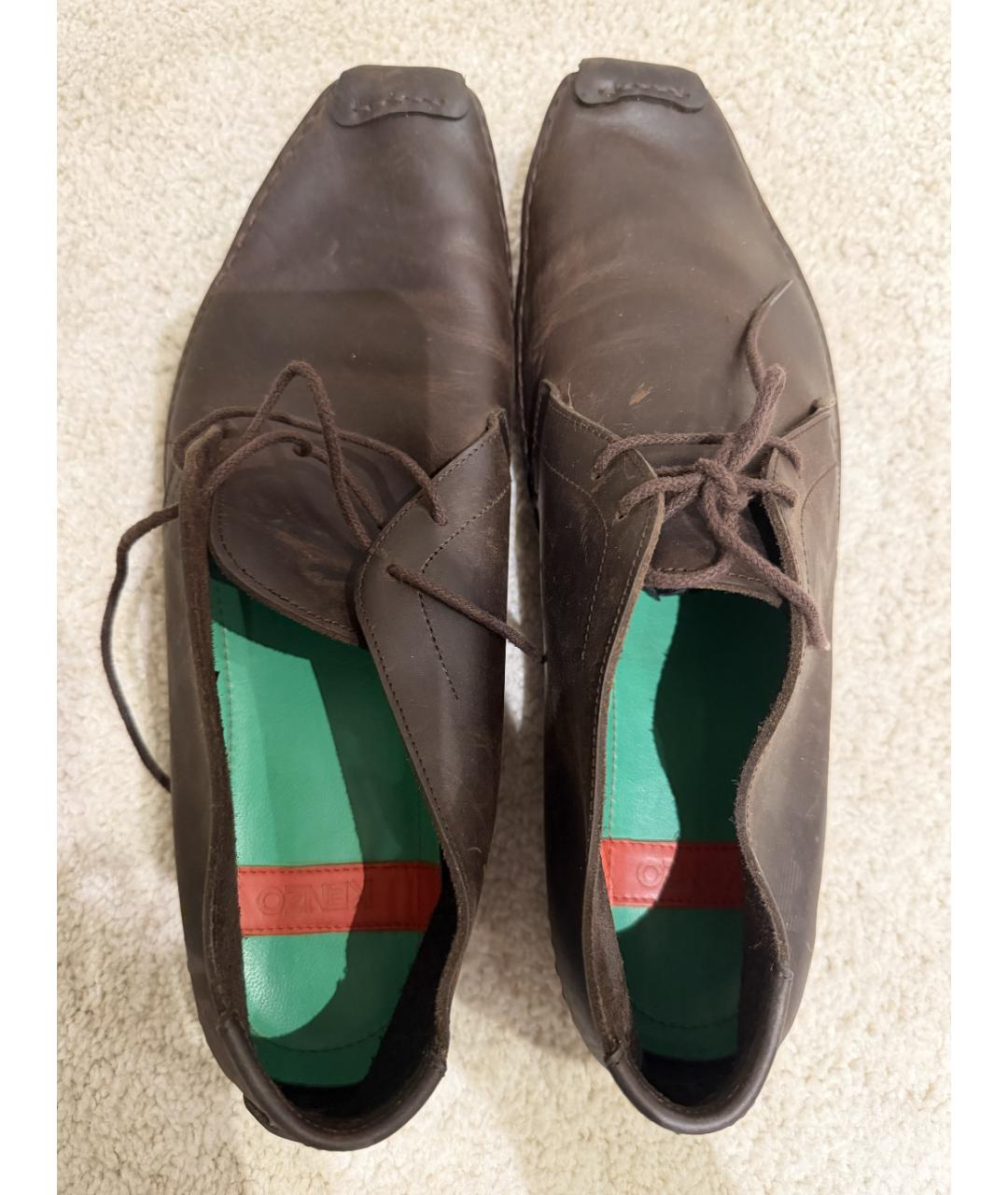 KENZO Коричневые кожаные низкие ботинки, фото 3