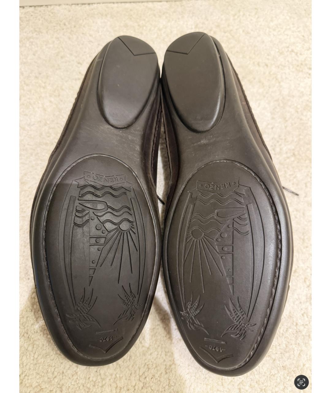 KENZO Коричневые кожаные низкие ботинки, фото 5