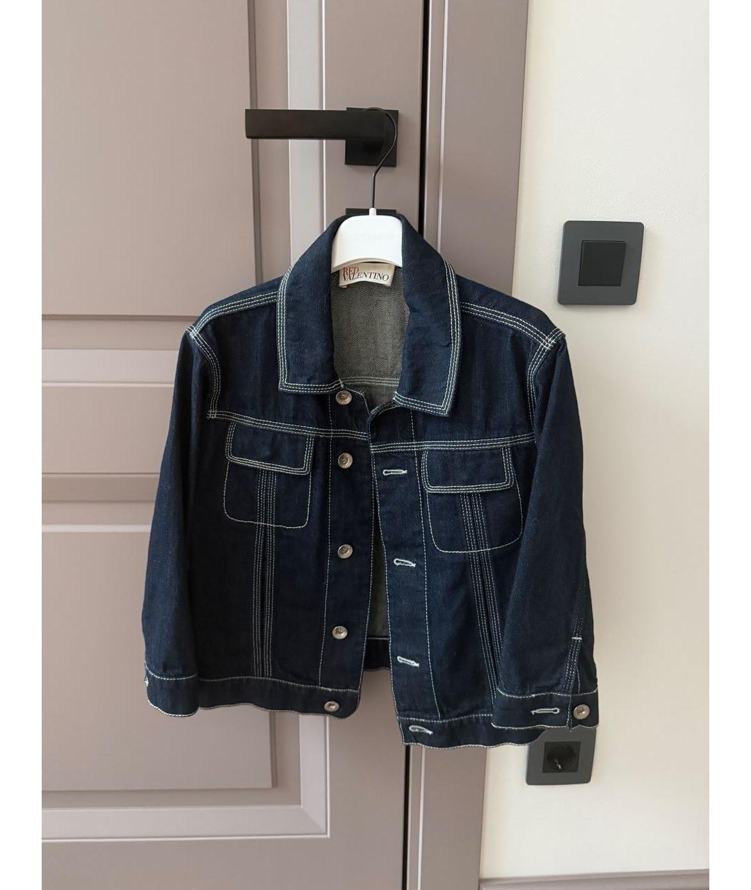 RED VALENTINO Темно-синяя деним жилетка, фото 4
