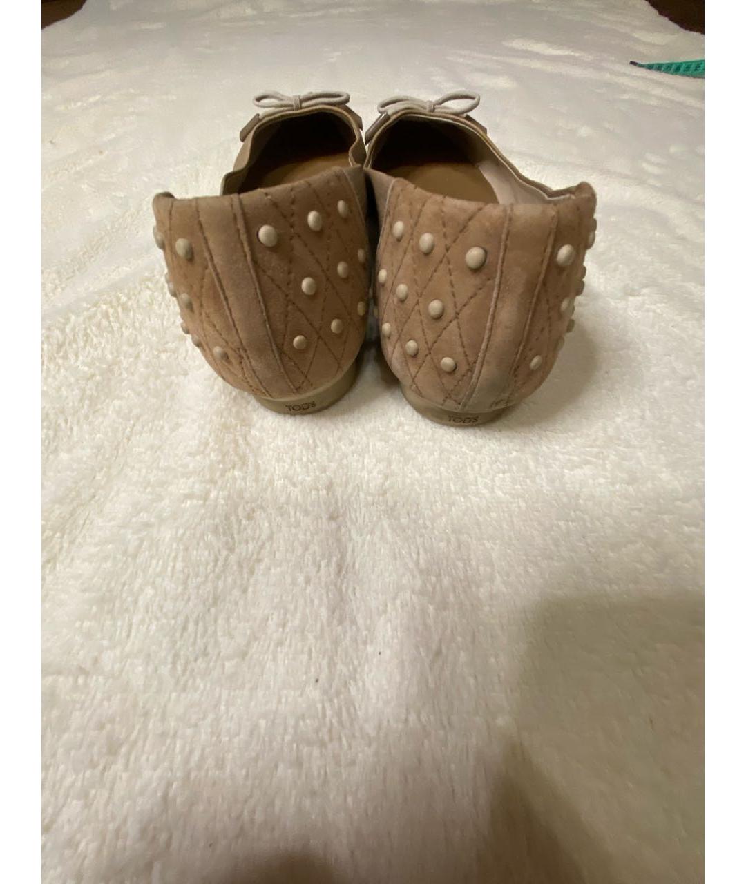 TOD'S Бежевые кожаные балетки, фото 4