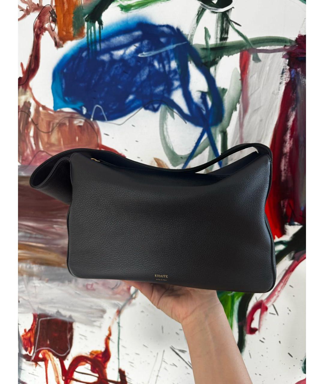 KHAITE Черная кожаная сумка через плечо, фото 2