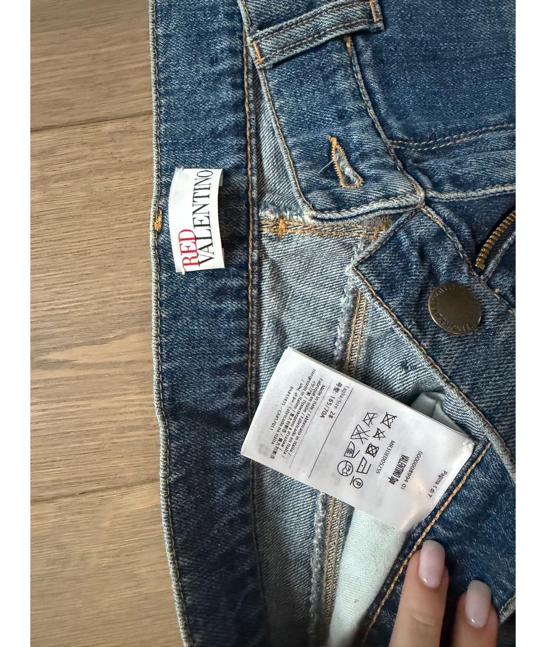 RED VALENTINO Синие хлопковые прямые джинсы, фото 3