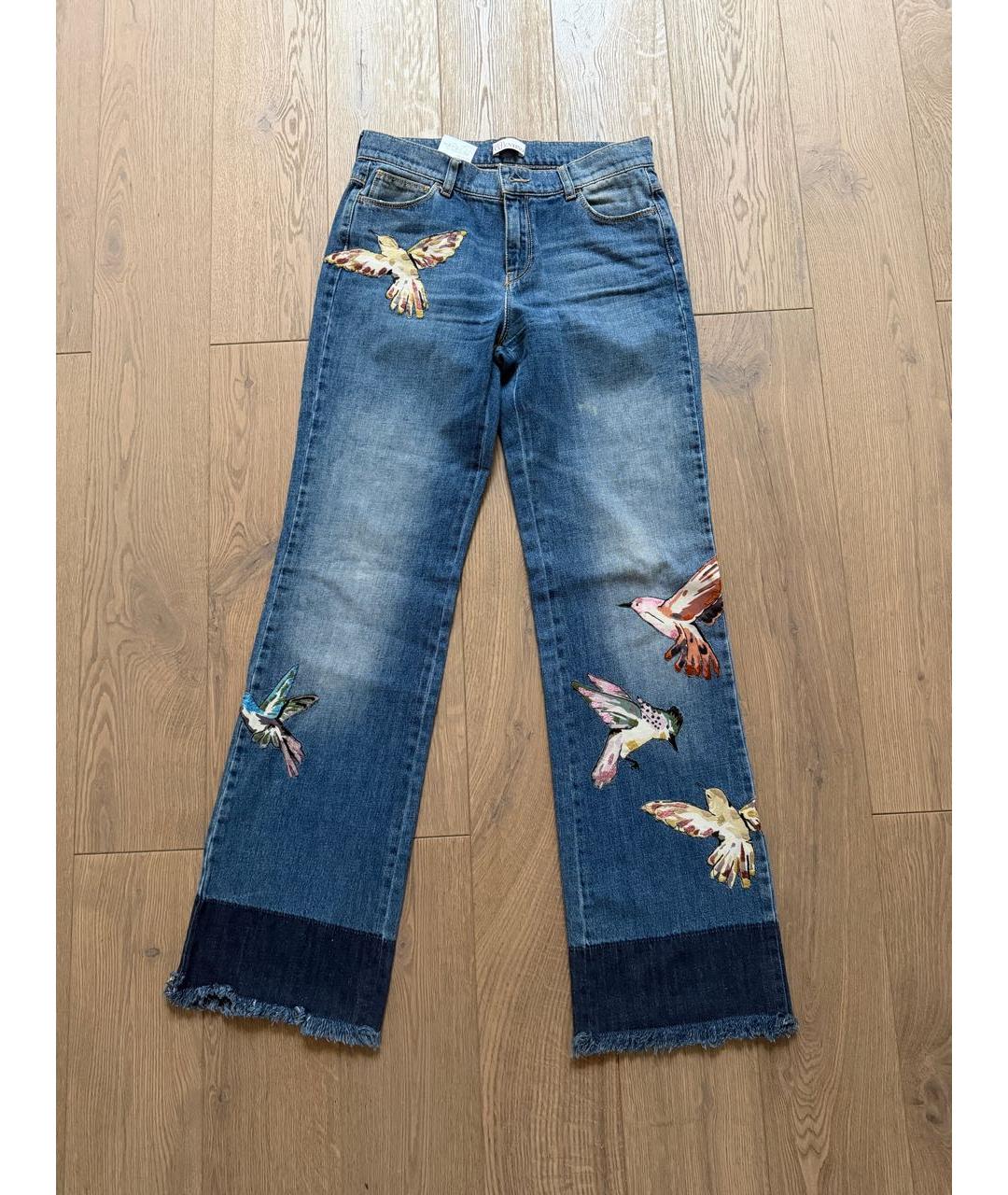 RED VALENTINO Синие хлопковые прямые джинсы, фото 4