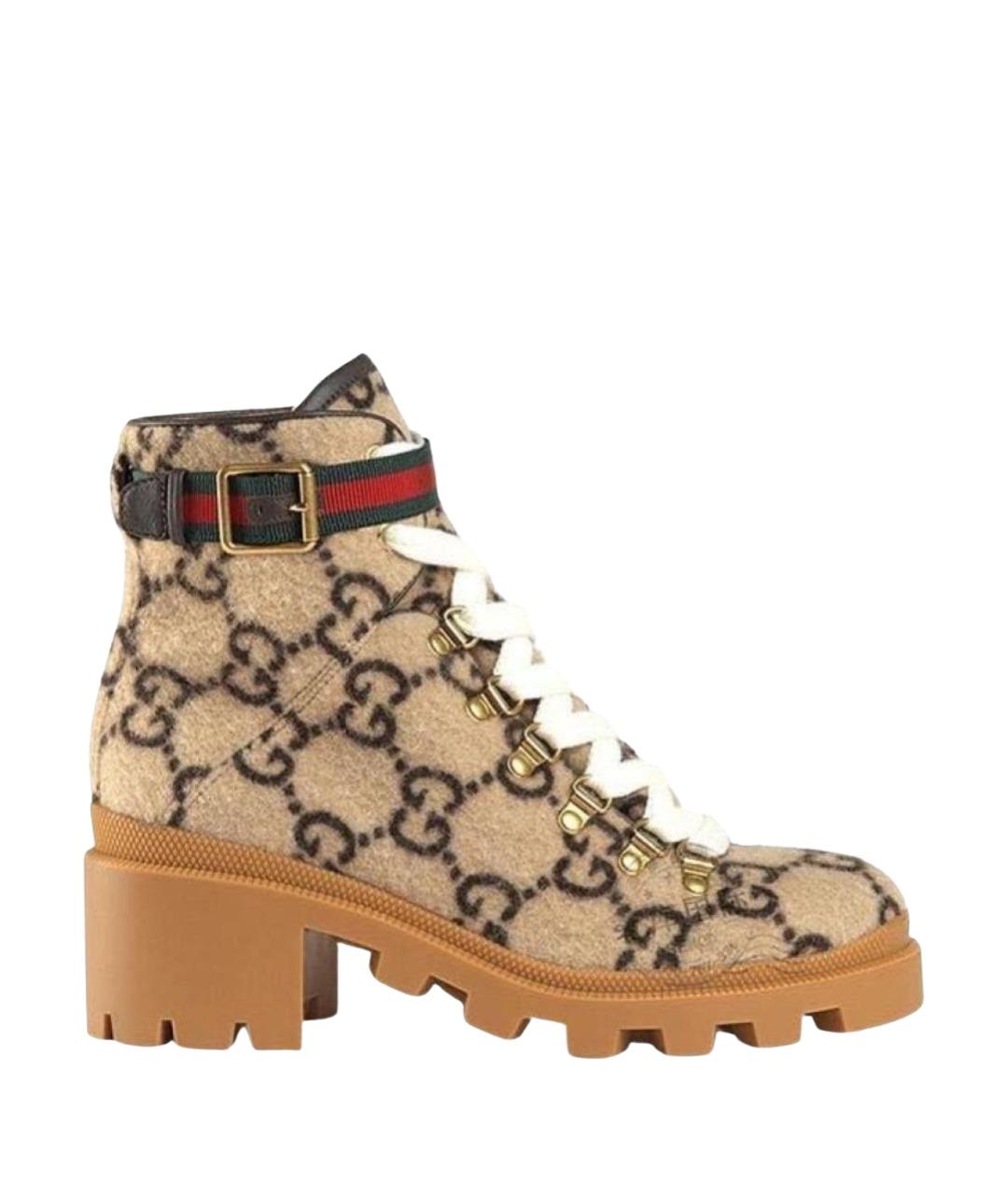 GUCCI Бежевые текстильные ботинки, фото 1