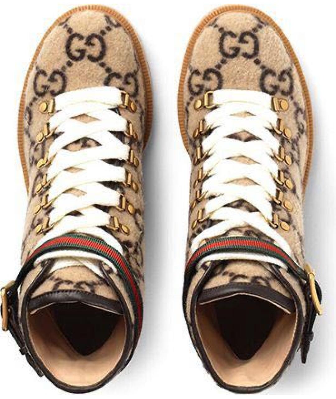 GUCCI Бежевые текстильные ботинки, фото 2