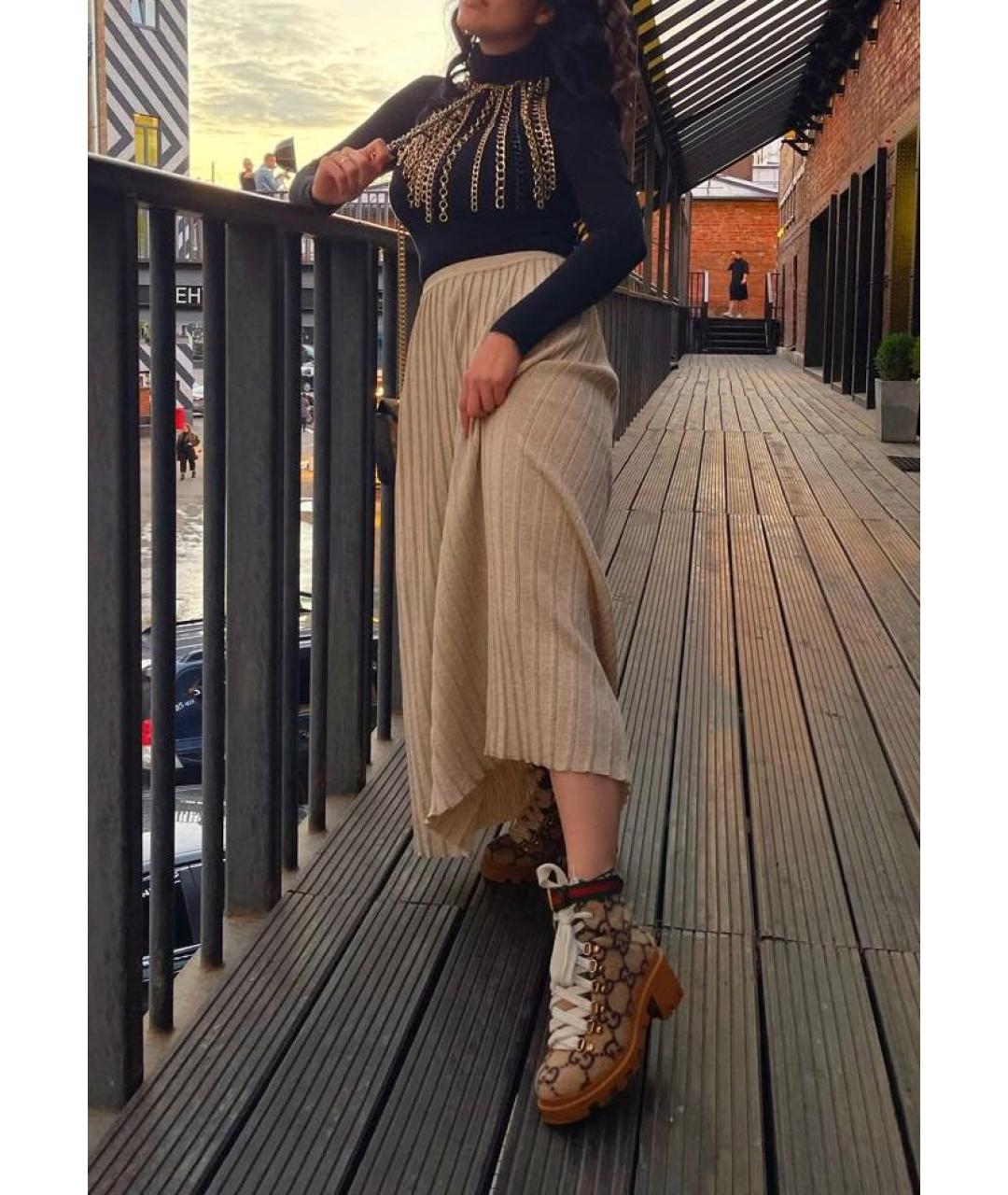 GUCCI Бежевые текстильные ботинки, фото 3