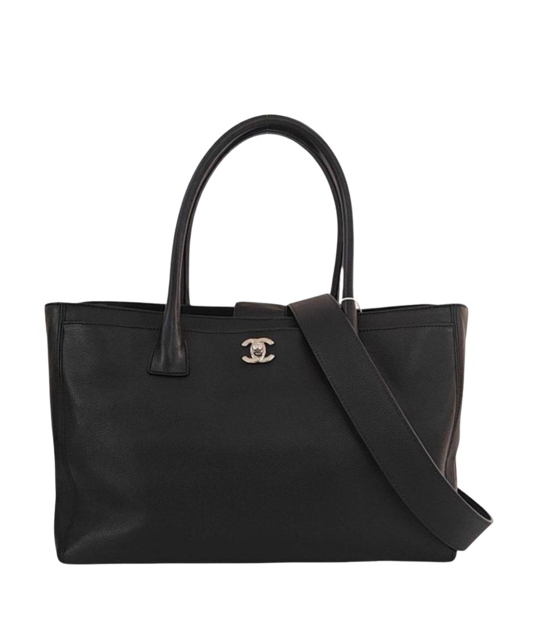 CHANEL Черная кожаная сумка с короткими ручками, фото 1