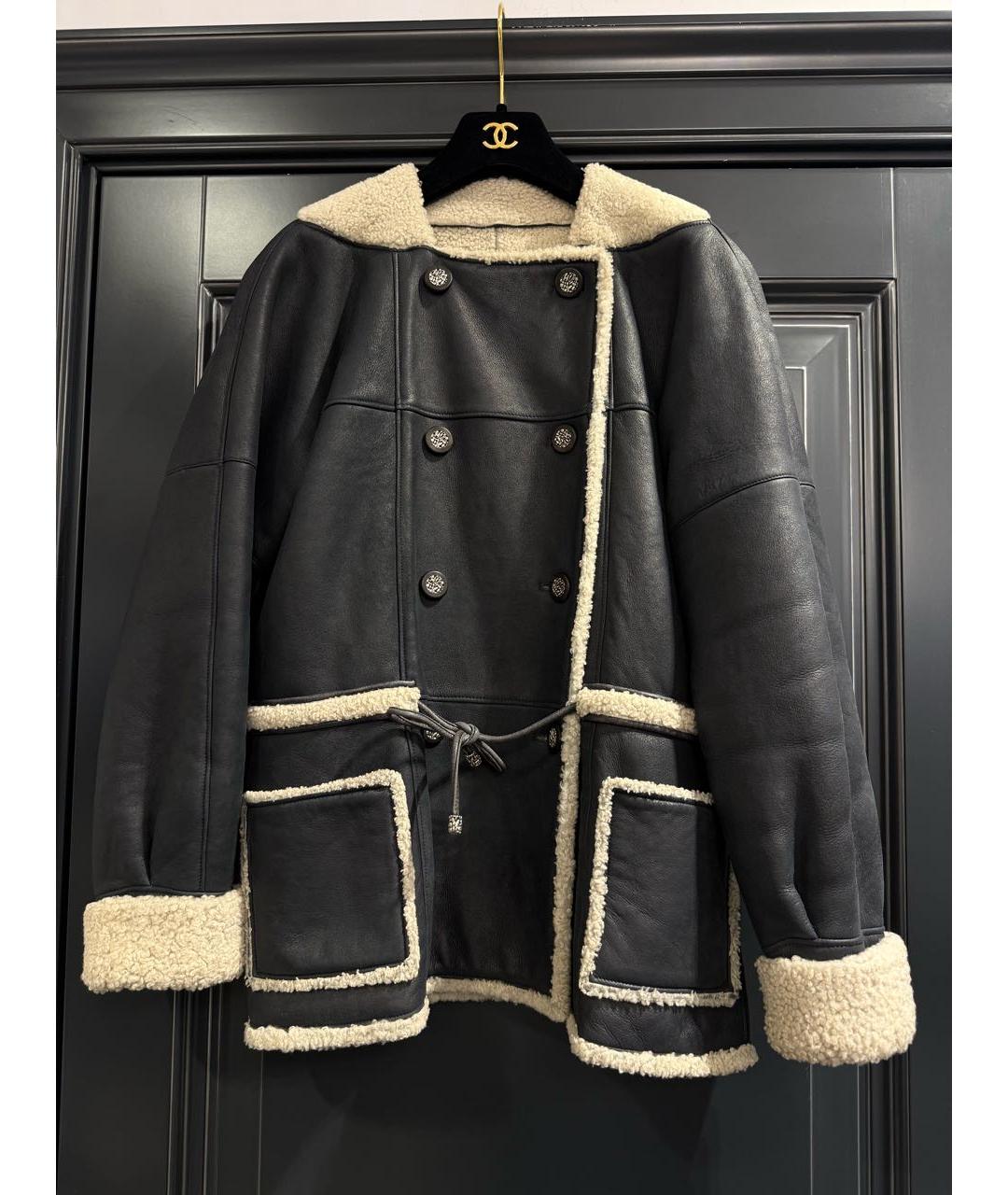 CHANEL Серая кожаная дубленка, фото 2