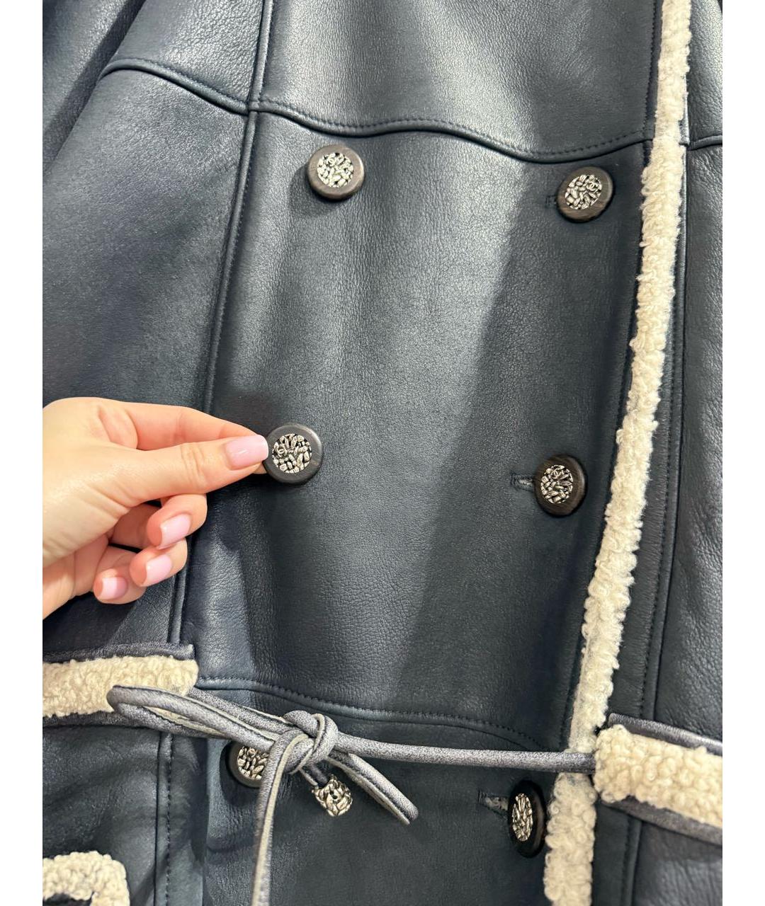 CHANEL Серая кожаная дубленка, фото 3