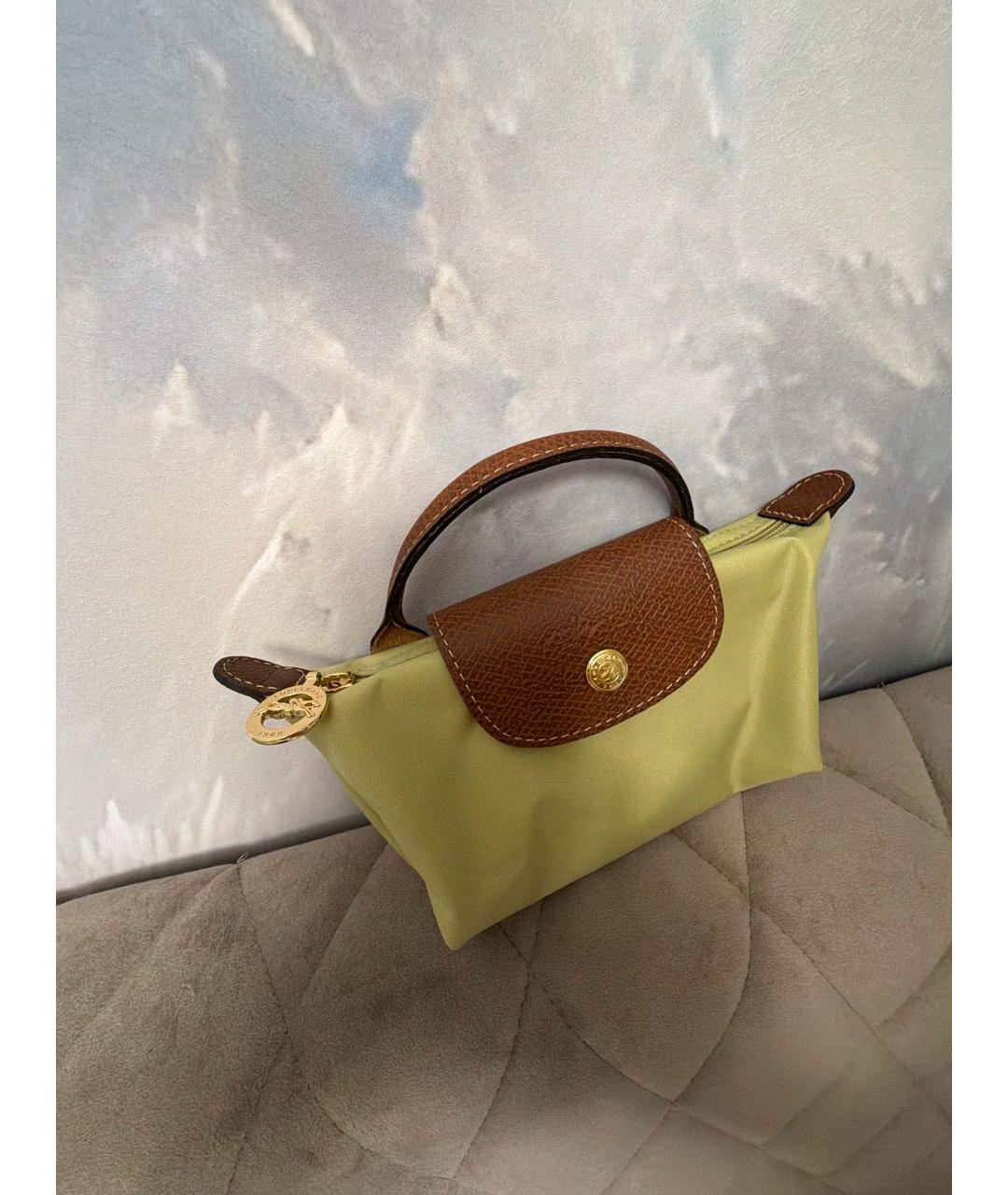 LONGCHAMP Зеленая тканевая сумка с короткими ручками, фото 2