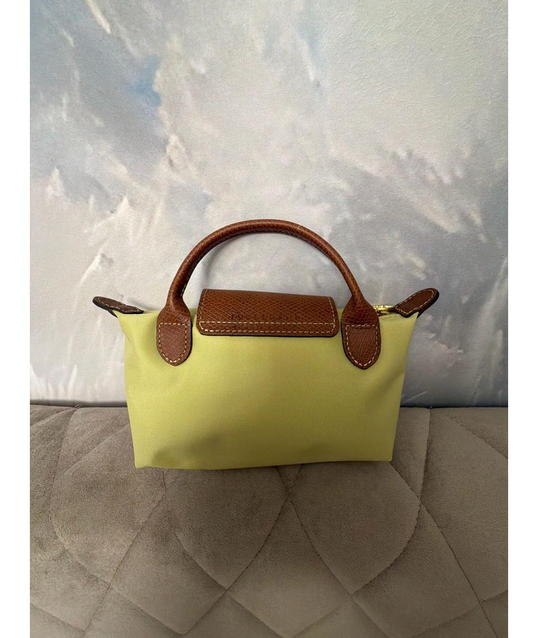 LONGCHAMP Зеленая тканевая сумка с короткими ручками, фото 3