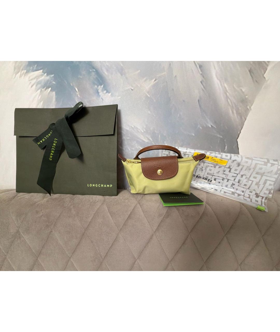LONGCHAMP Зеленая тканевая сумка с короткими ручками, фото 5