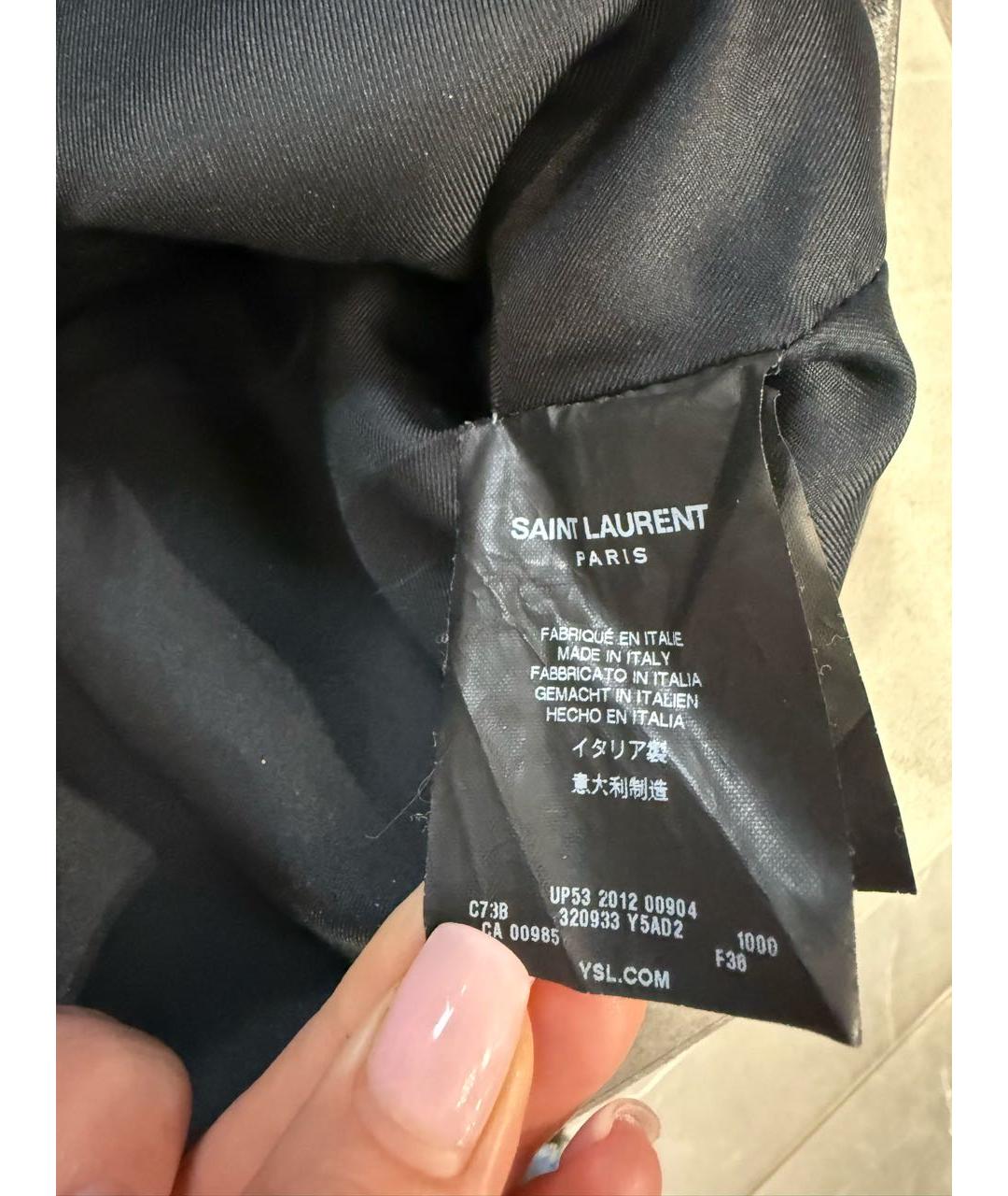 SAINT LAURENT Черная кожаная юбка мини, фото 6