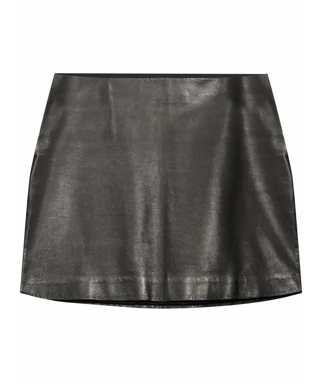 SAINT LAURENT Черная кожаная юбка мини, фото 1