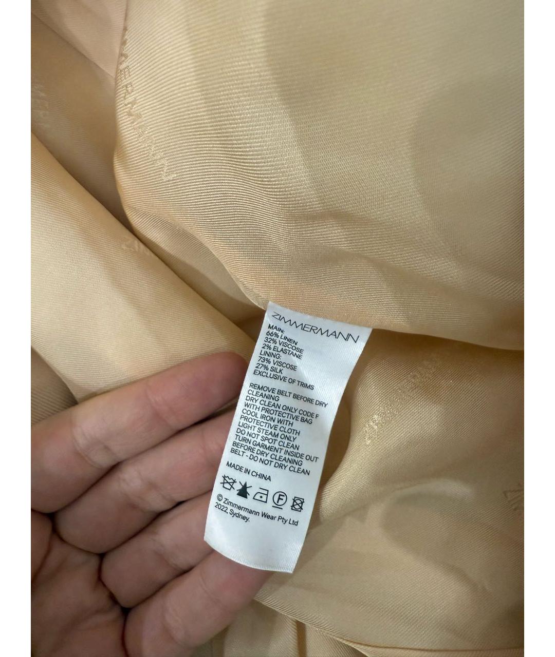 ZIMMERMANN Бежевый льняной тренч/плащ, фото 4