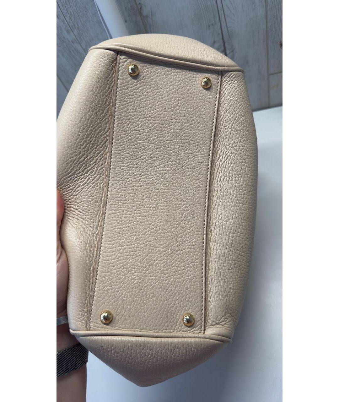 DOLCE&GABBANA Бежевая кожаная сумка с короткими ручками, фото 7