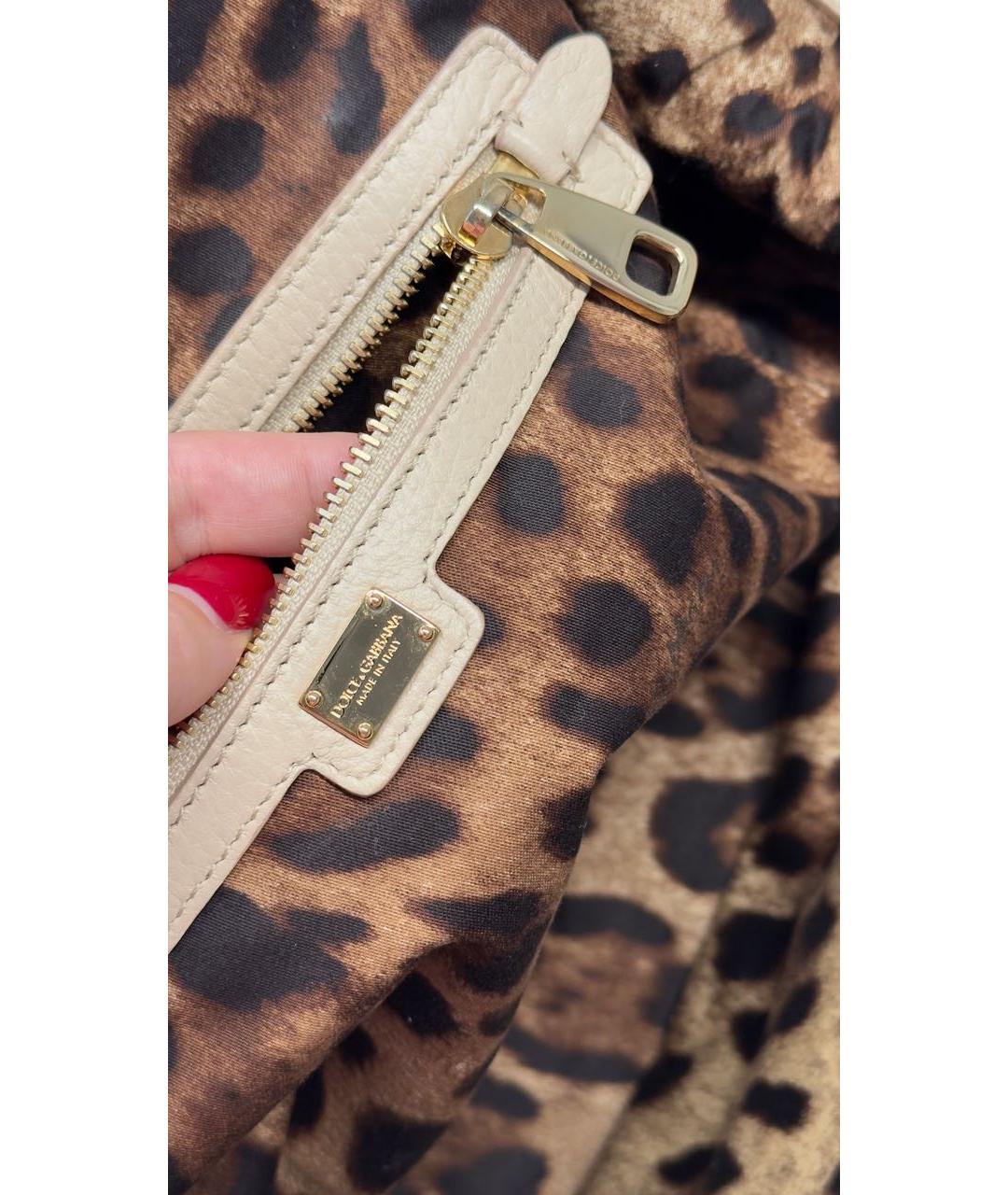 DOLCE&GABBANA Бежевая кожаная сумка с короткими ручками, фото 8