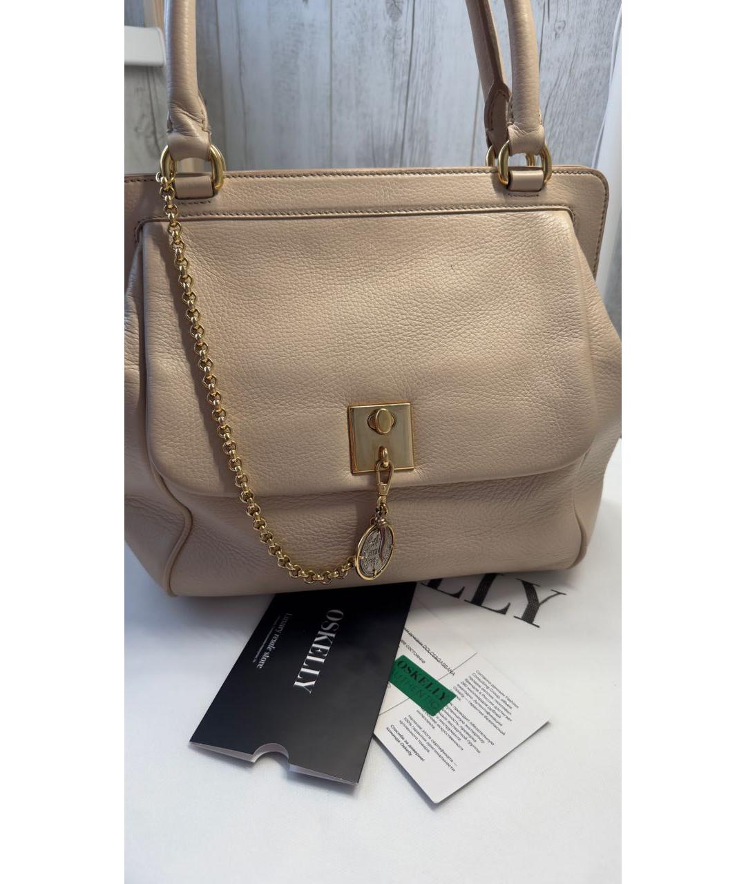 DOLCE&GABBANA Бежевая кожаная сумка с короткими ручками, фото 2