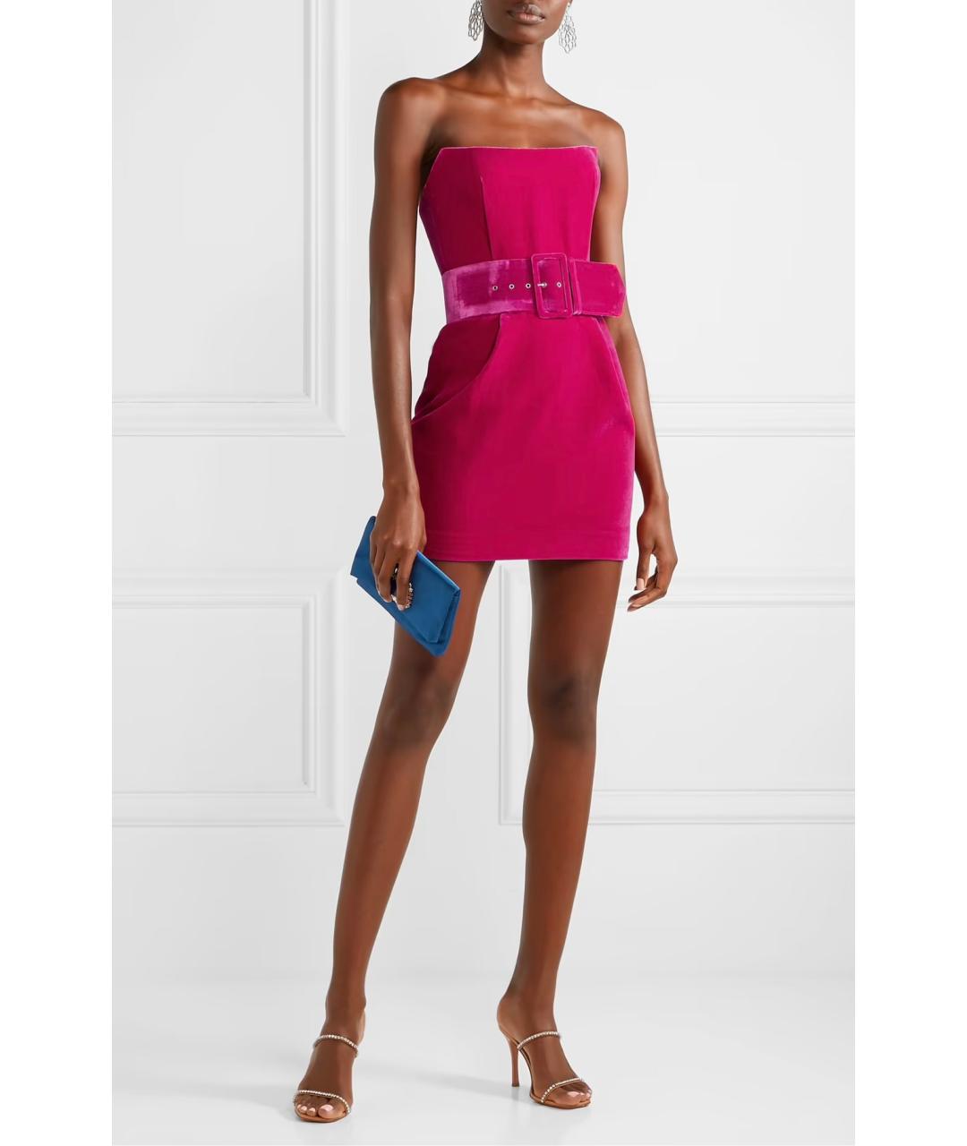RASARIO Фуксия бархатное коктейльное платье, фото 2
