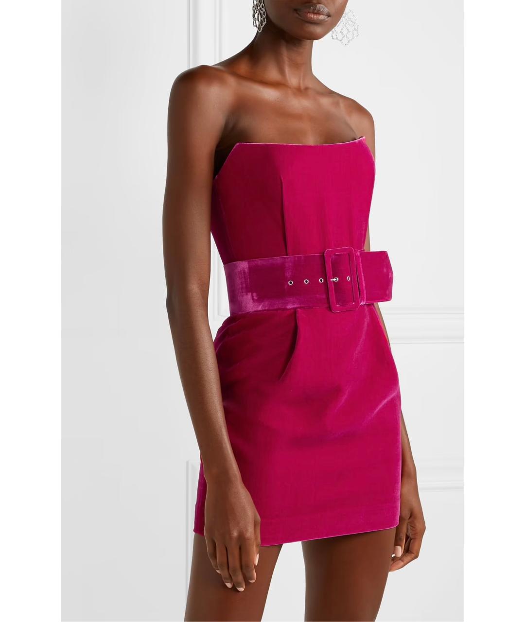 RASARIO Фуксия бархатное коктейльное платье, фото 3