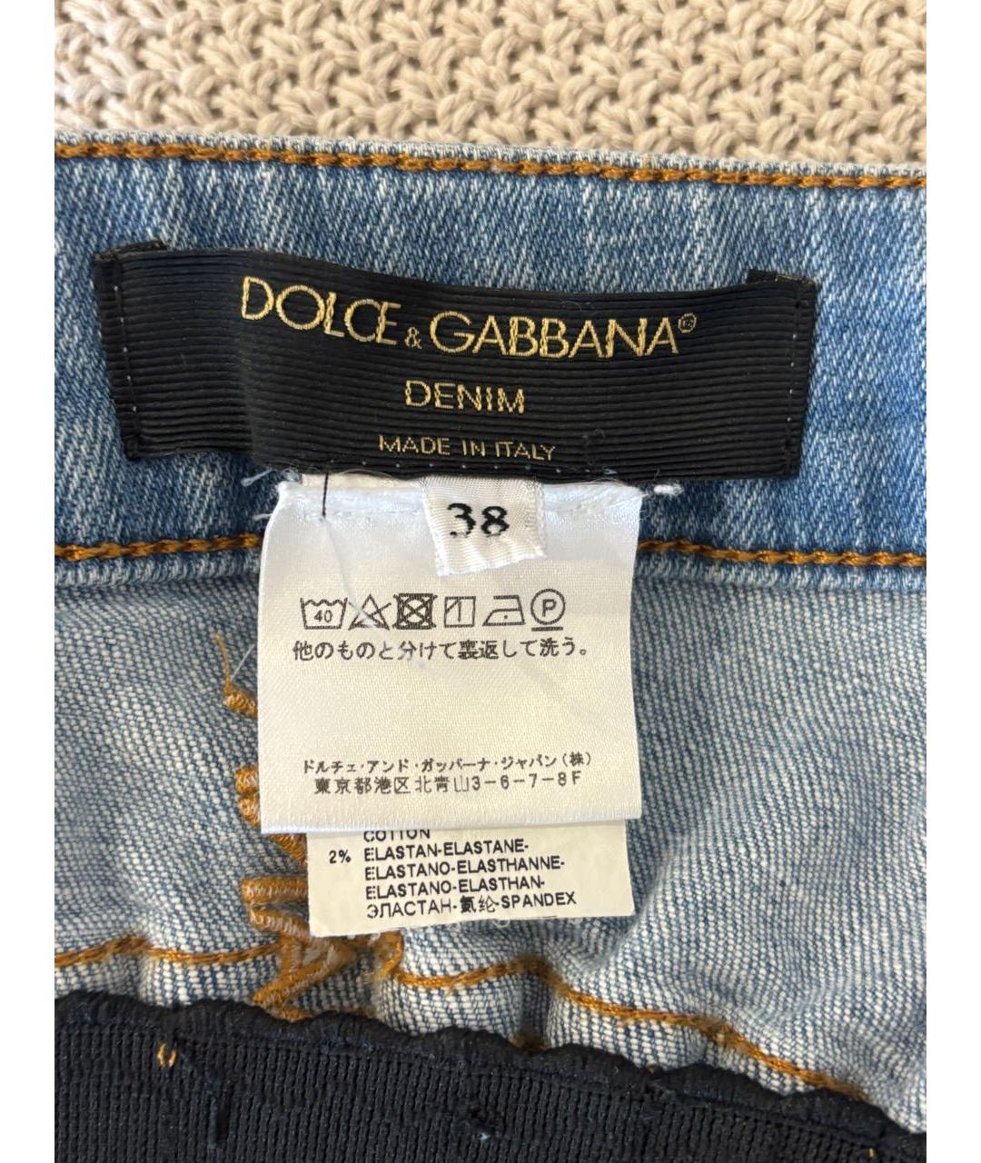 DOLCE&GABBANA Голубая деним юбка мини, фото 5