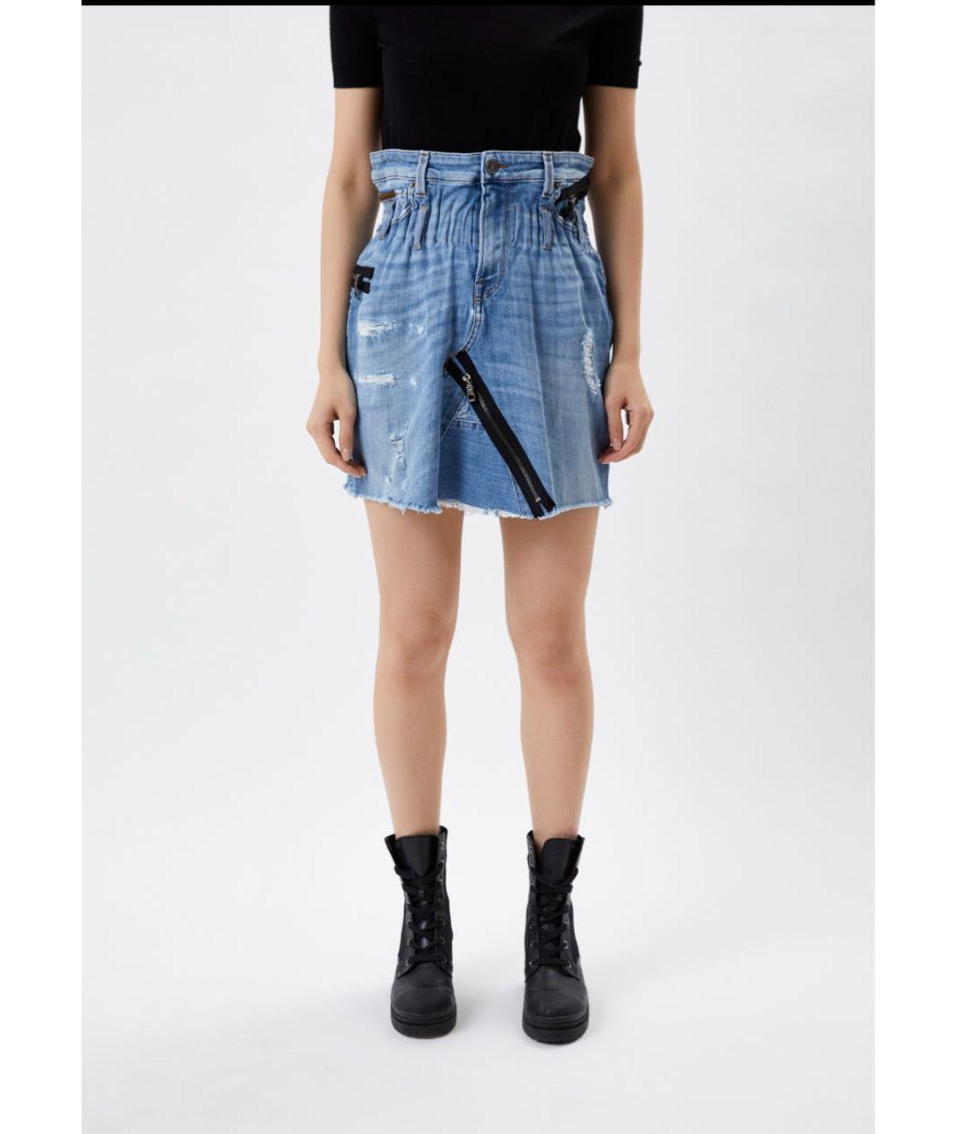 DOLCE&GABBANA Голубая деним юбка мини, фото 2