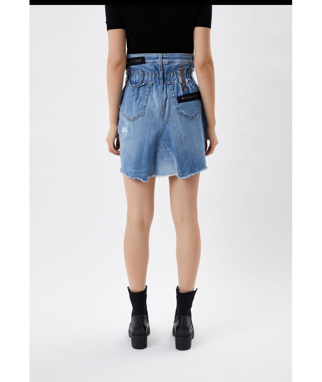 DOLCE&GABBANA Голубая деним юбка мини, фото 6