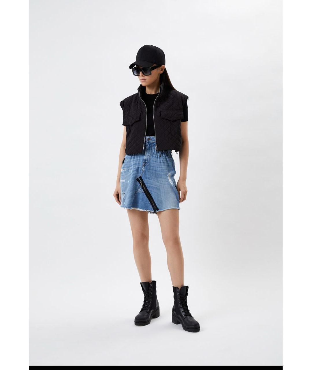 DOLCE&GABBANA Голубая деним юбка мини, фото 3