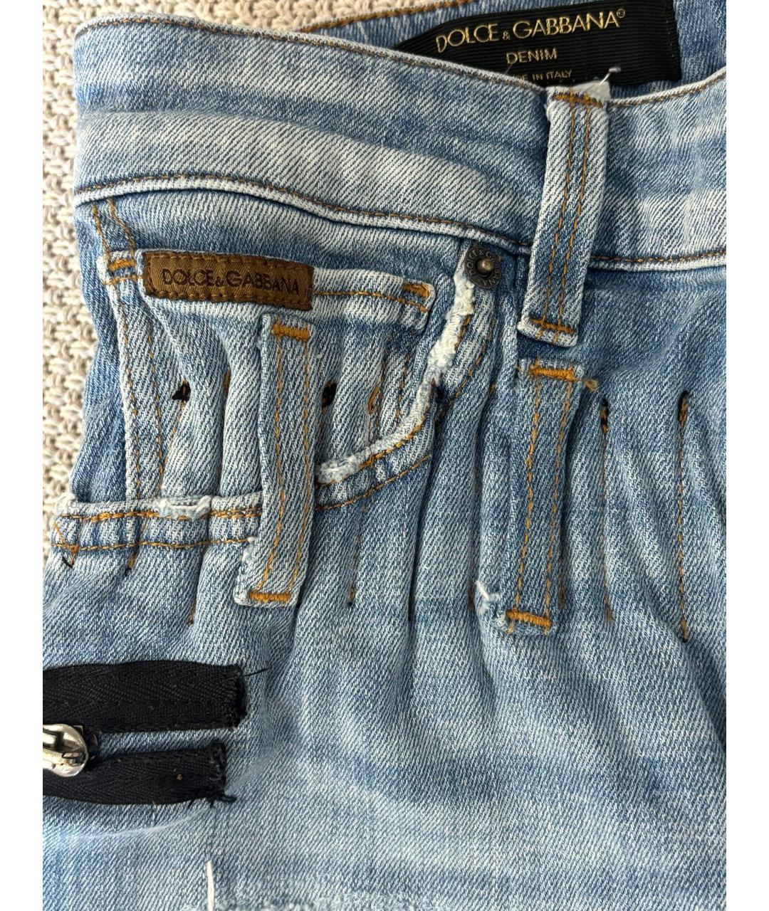 DOLCE&GABBANA Голубая деним юбка мини, фото 7