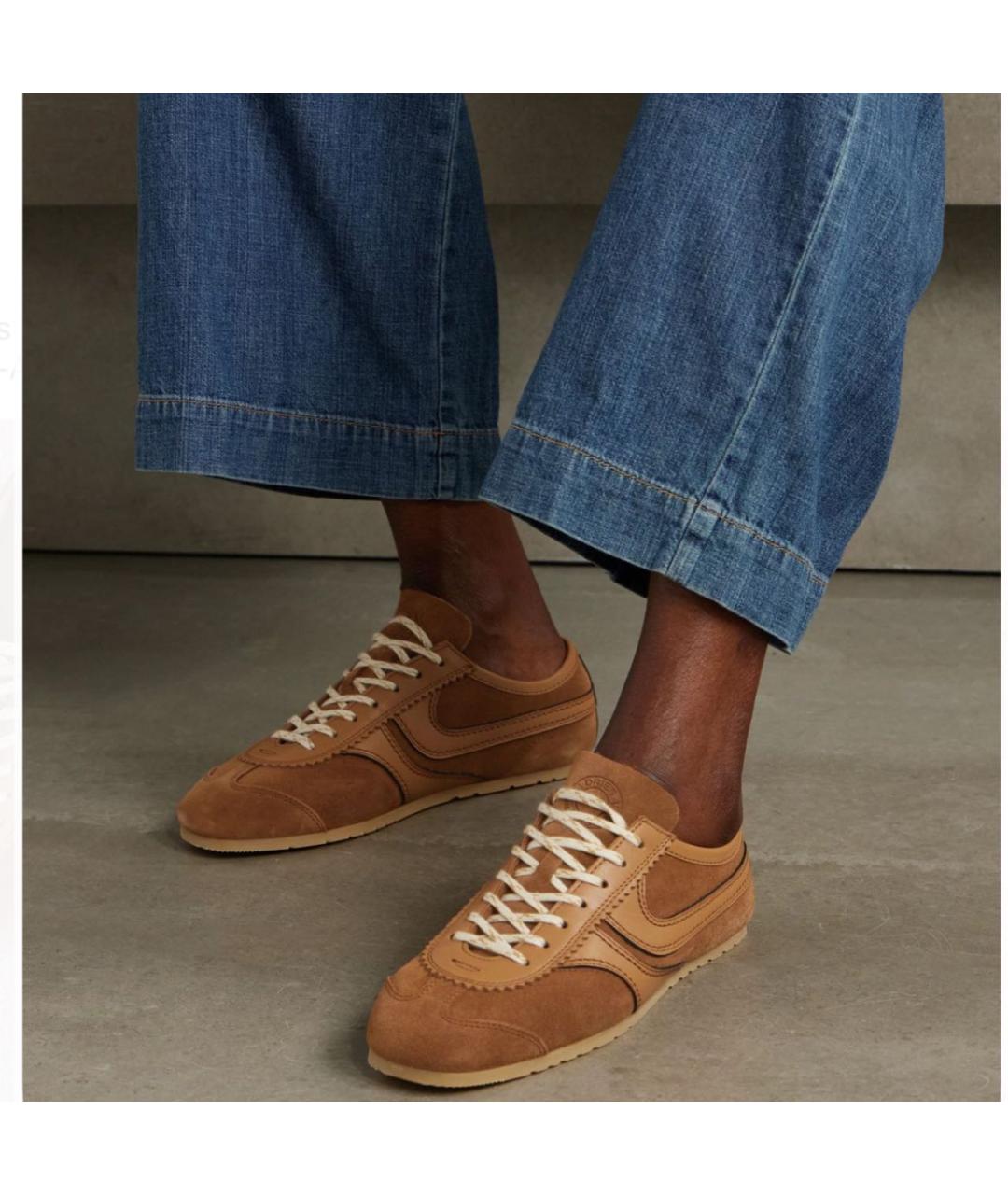 DRIES VAN NOTEN Коричневые кожаные кеды, фото 2