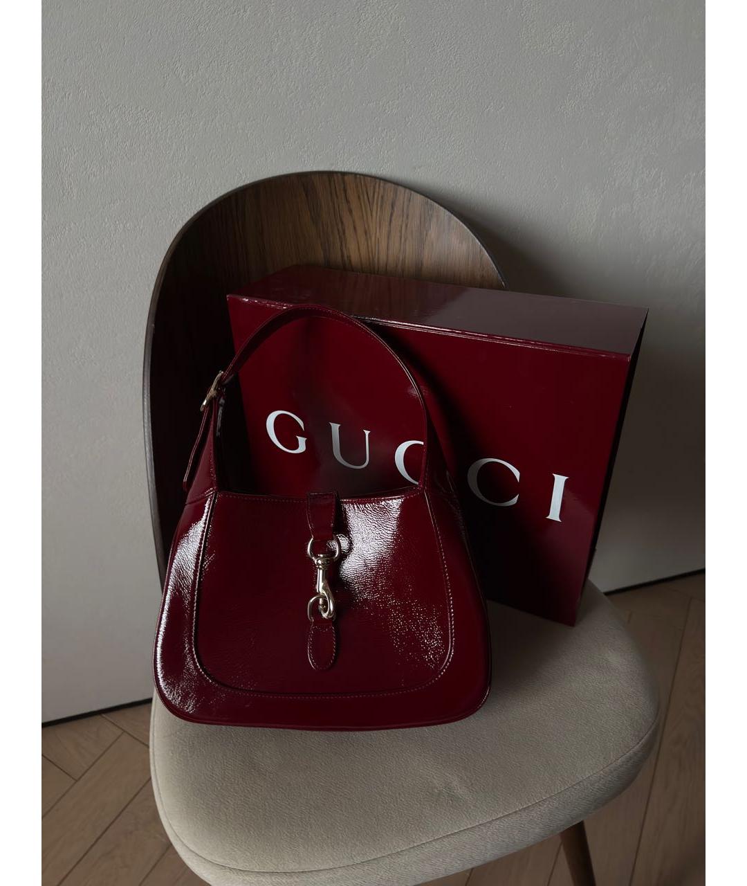 GUCCI Бордовая кожаная сумка с короткими ручками, фото 4