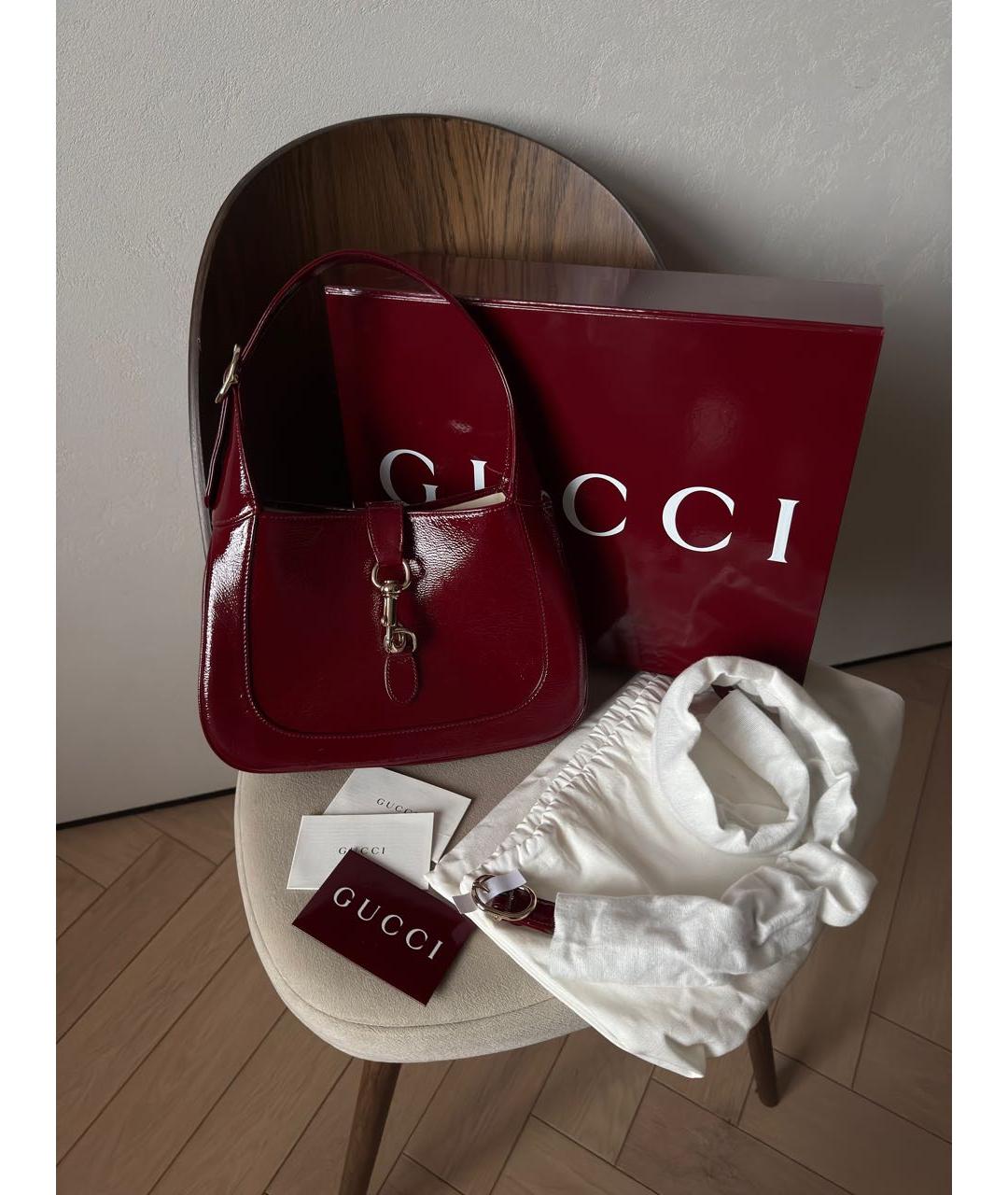 GUCCI Бордовая кожаная сумка с короткими ручками, фото 2