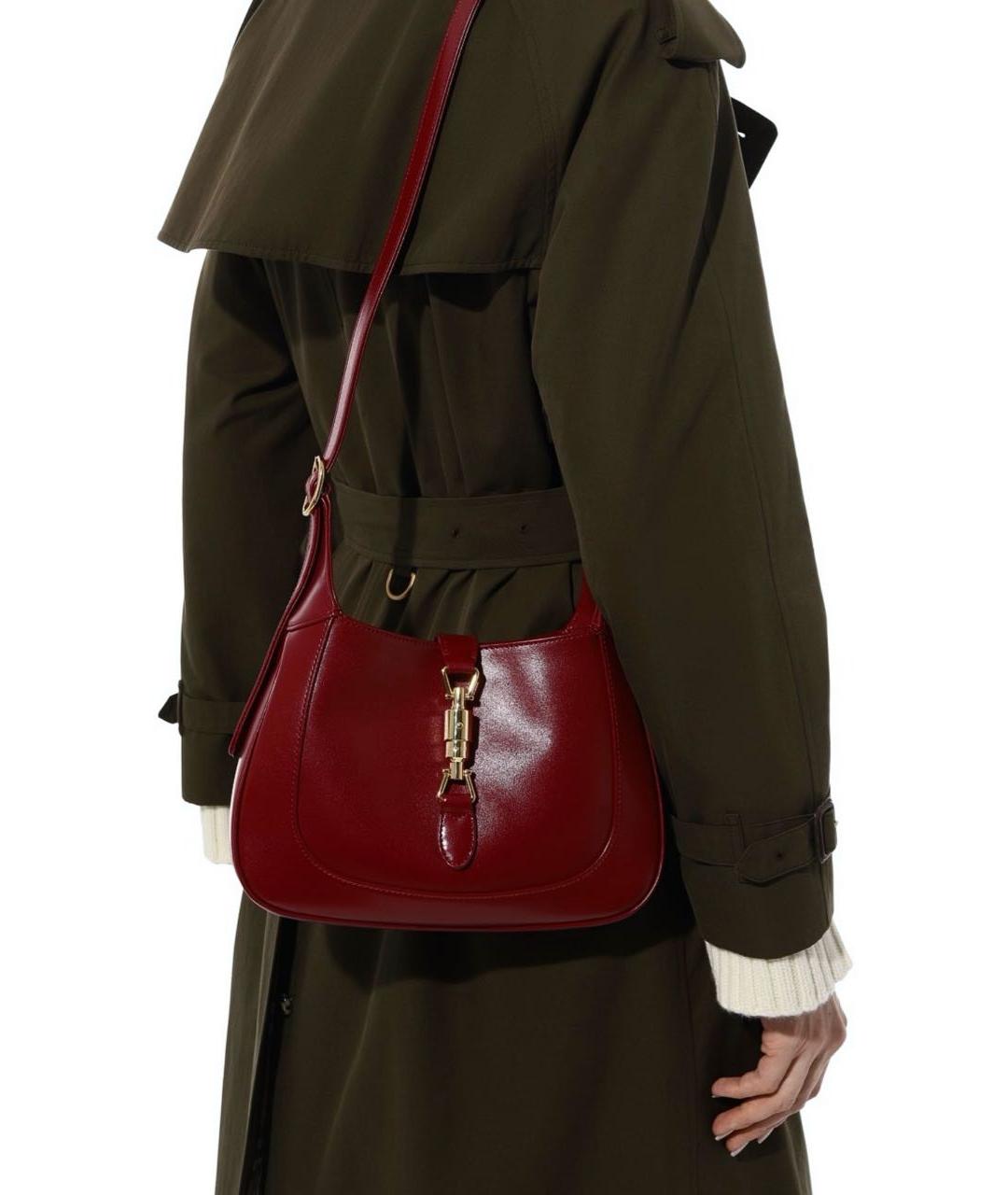 GUCCI Бордовая кожаная сумка с короткими ручками, фото 5